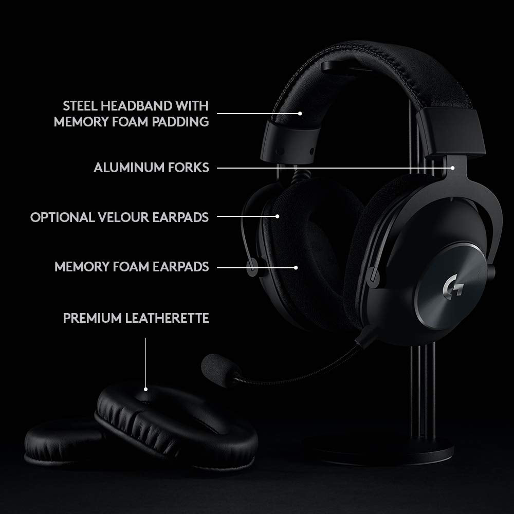 Logitech G Pro X Wired Gaming Headset: Blue VO!CE Detachable Boom Mic