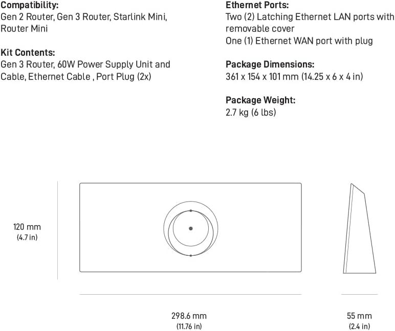 Router Mini High Speed WiFi 6 Internet Dual Band WLAN Wireless for Gen 2, Gen 3, Gen 4 4X V4, and Mini Kit Satellite