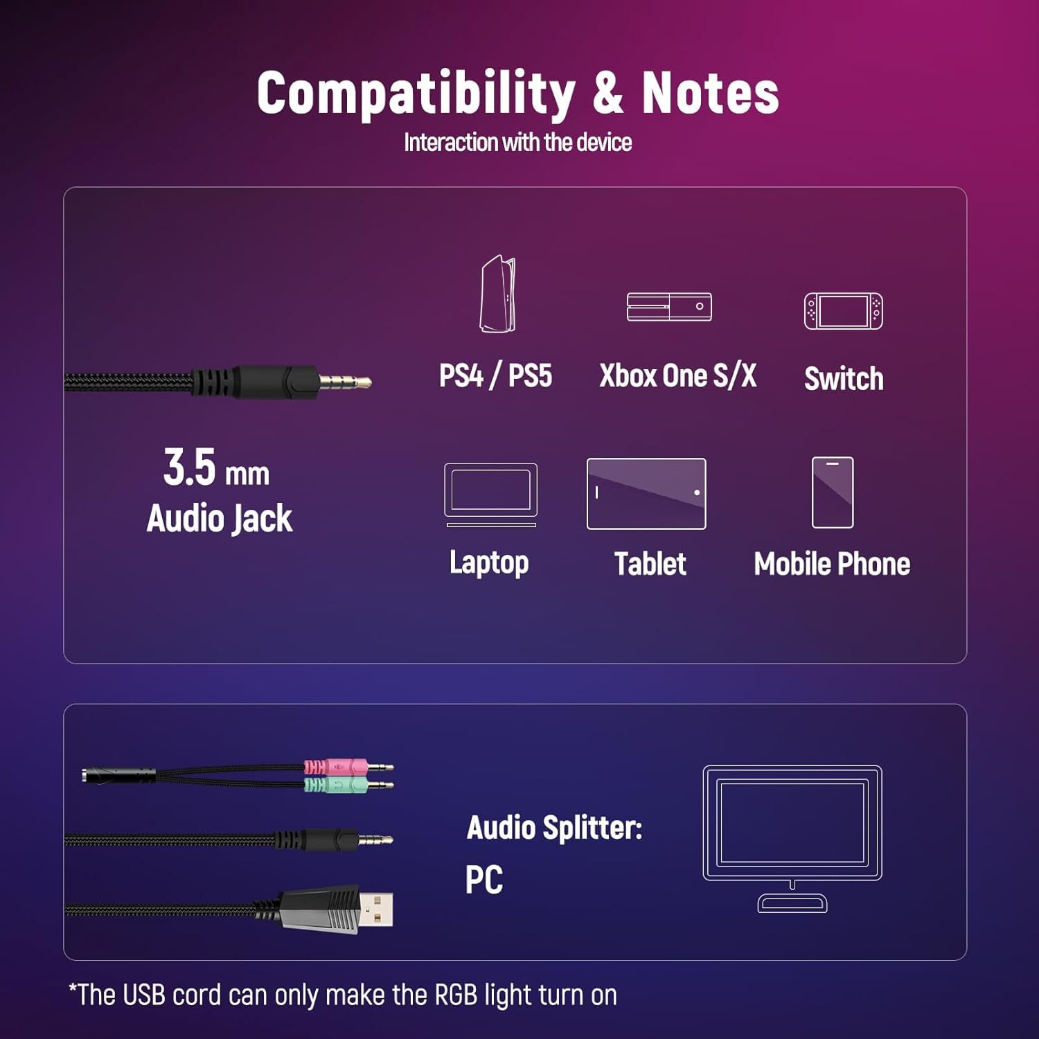 Ozeino Gaming Headset for PC, Ps4, Ps5, Xbox Headset with 7.1 Surround Sound