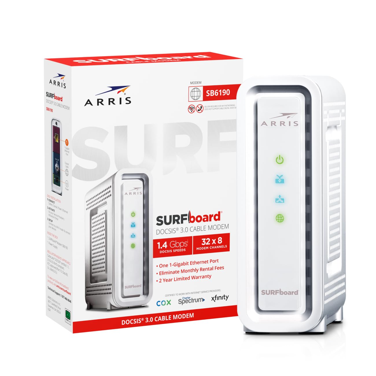 ARRIS (SB6190) - Cable Modem - DOCSIS 3.0 32x8 Gigabit Modem
