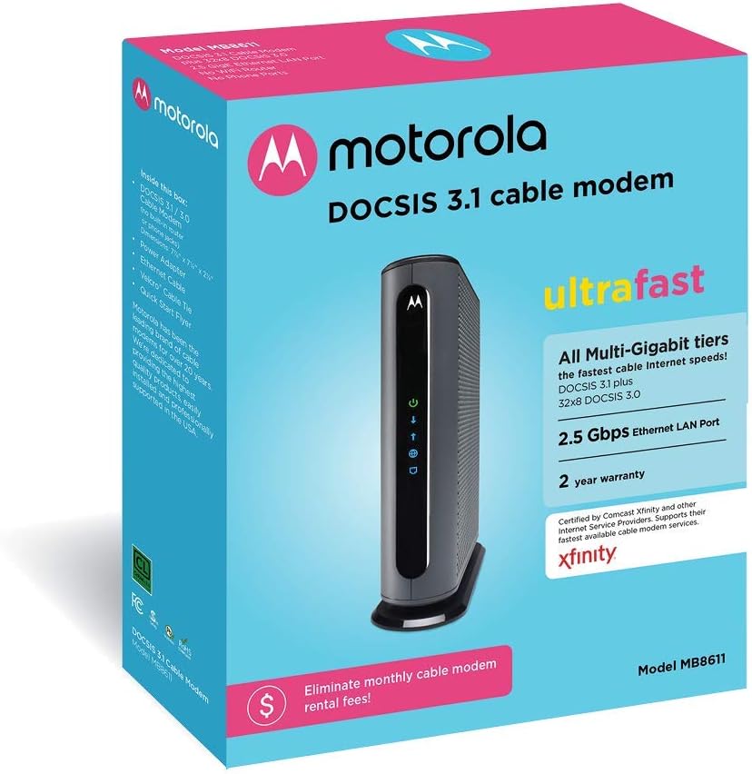 MOTOROLA MB8611 DOCSIS 3.1 Cable Modem with 2.5G Ethernet