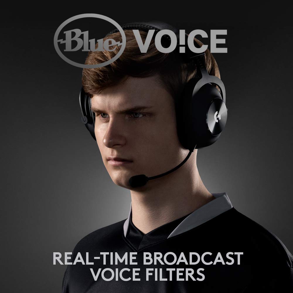 Logitech G Pro X Wired Gaming Headset: Blue VO!CE Detachable Boom Mic