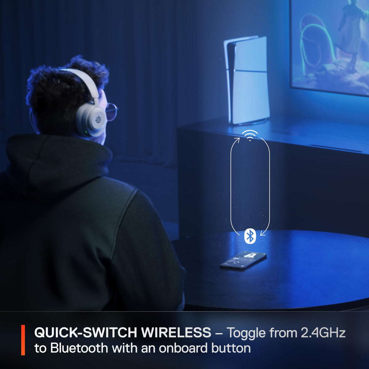 SteelSeries Arctis Nova 5P Wireless Multi-System Gaming Headset — White — Neodymium Magnetic Drivers — 100+ Audio Presets — 60 HR Battery — 2.4GHz or BT — Gen2.X Mic — PS5, PS4, PC, Switch, Mobile