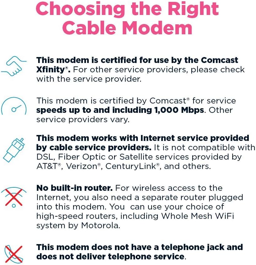 MOTOROLA MB8611 DOCSIS 3.1 Cable Modem with 2.5G Ethernet