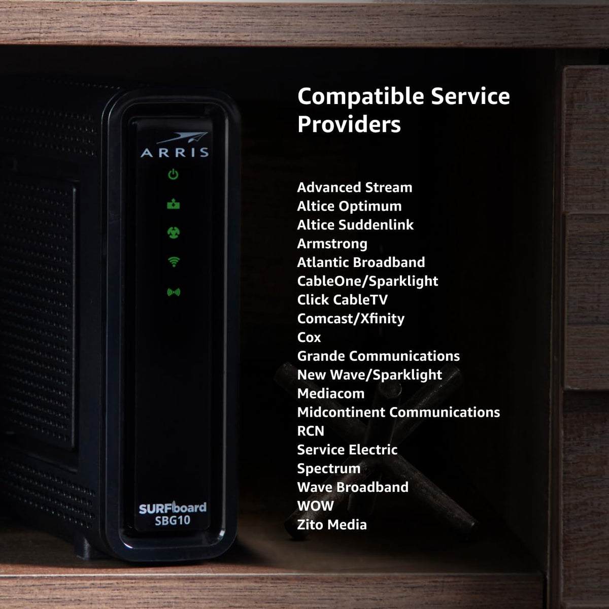 Arris (SBG10) - Cable Modem Router Combo - DOCSIS 3.0 16 x 4 Gigabit