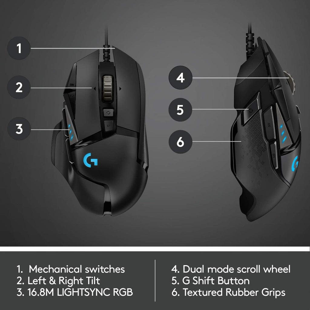 Logitech G502 Hero High Performance Wired Gaming Mouse, Hero 25K Sensor