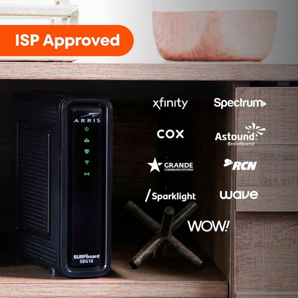 Arris (SBG10) - Cable Modem Router Combo - DOCSIS 3.0 16 x 4 Gigabit