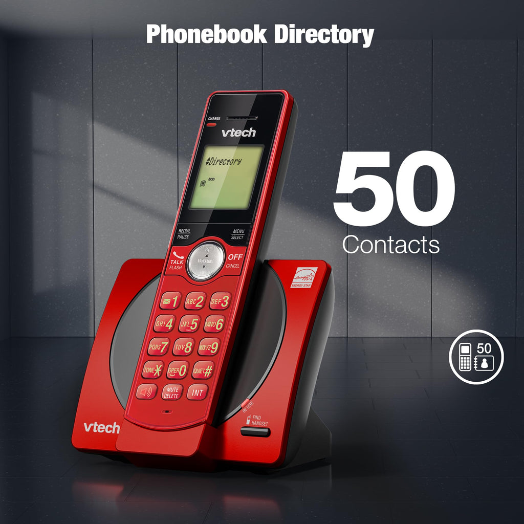 VTech CS6919-16 DECT 6.0 Cordless Phone, Red