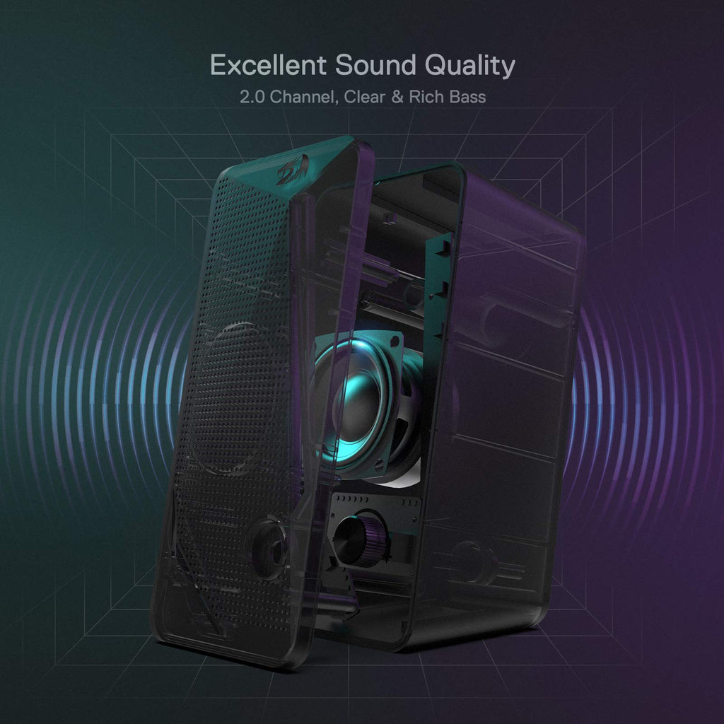 Redragon GS510 RGB Desktop Speakers, 2.0 Channel PC Computer Speaker