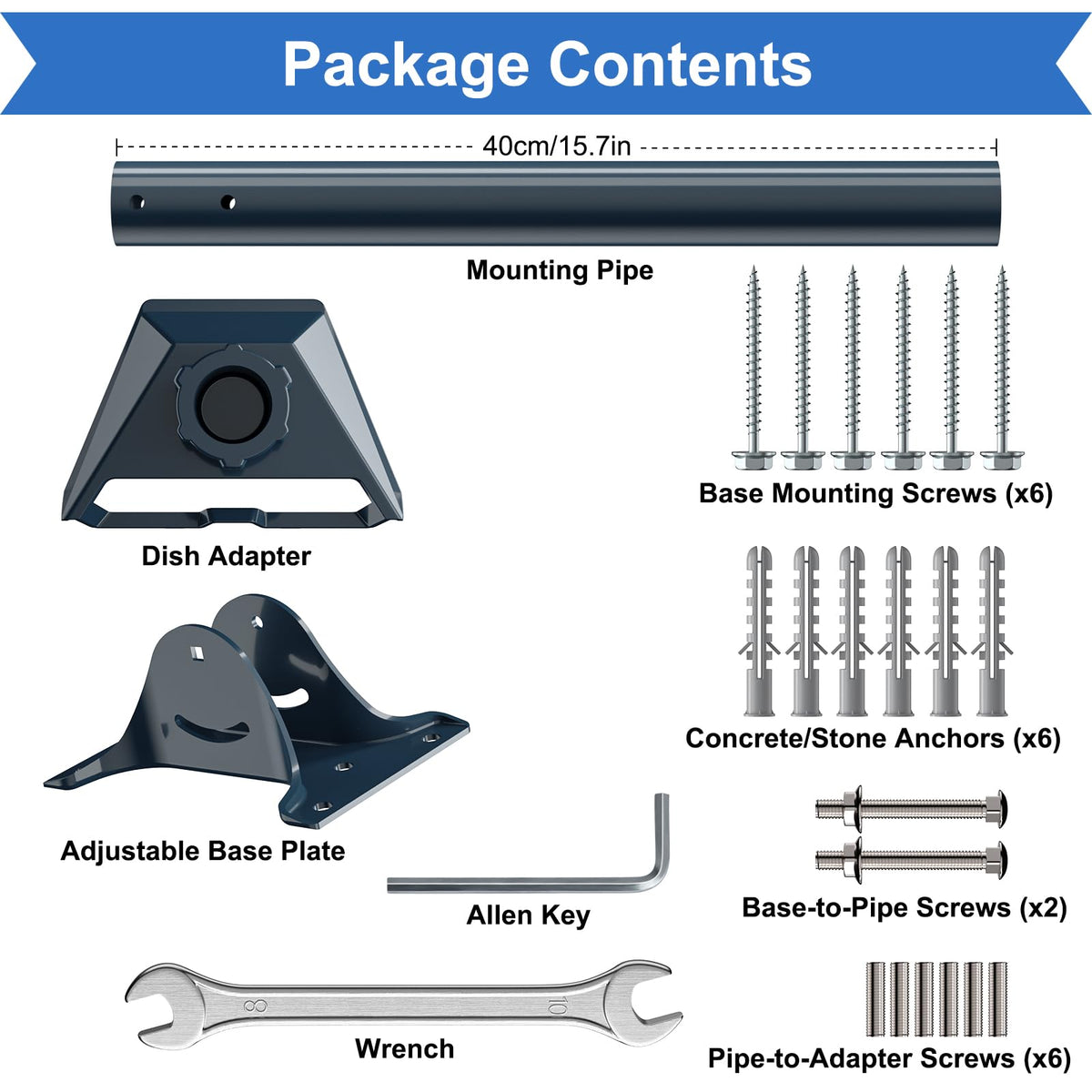 Starlink Gen 3 Mount Adapter Aluminum Alloy, 15.7" Heavy Duty Steel Pivot Pole