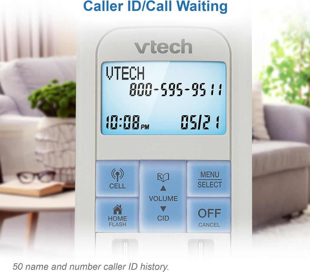 VTech VS122 DECT 6.0 Retro Design Cordless Phone with Answering System