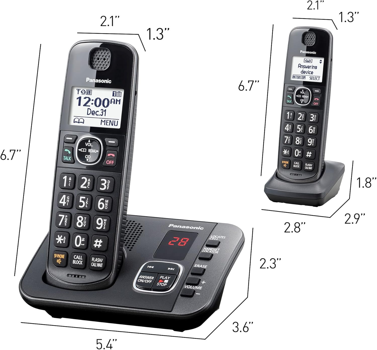 Panasonic DECT 6.0 Expandable System, Cordless Phones With Answering Machine
