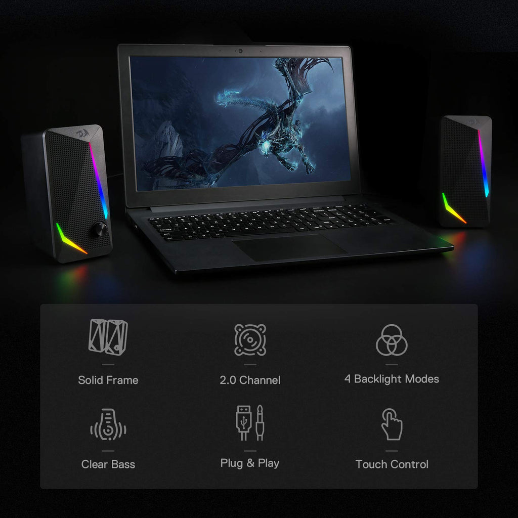 Redragon GS510 RGB Desktop Speakers, 2.0 Channel PC Computer Speaker