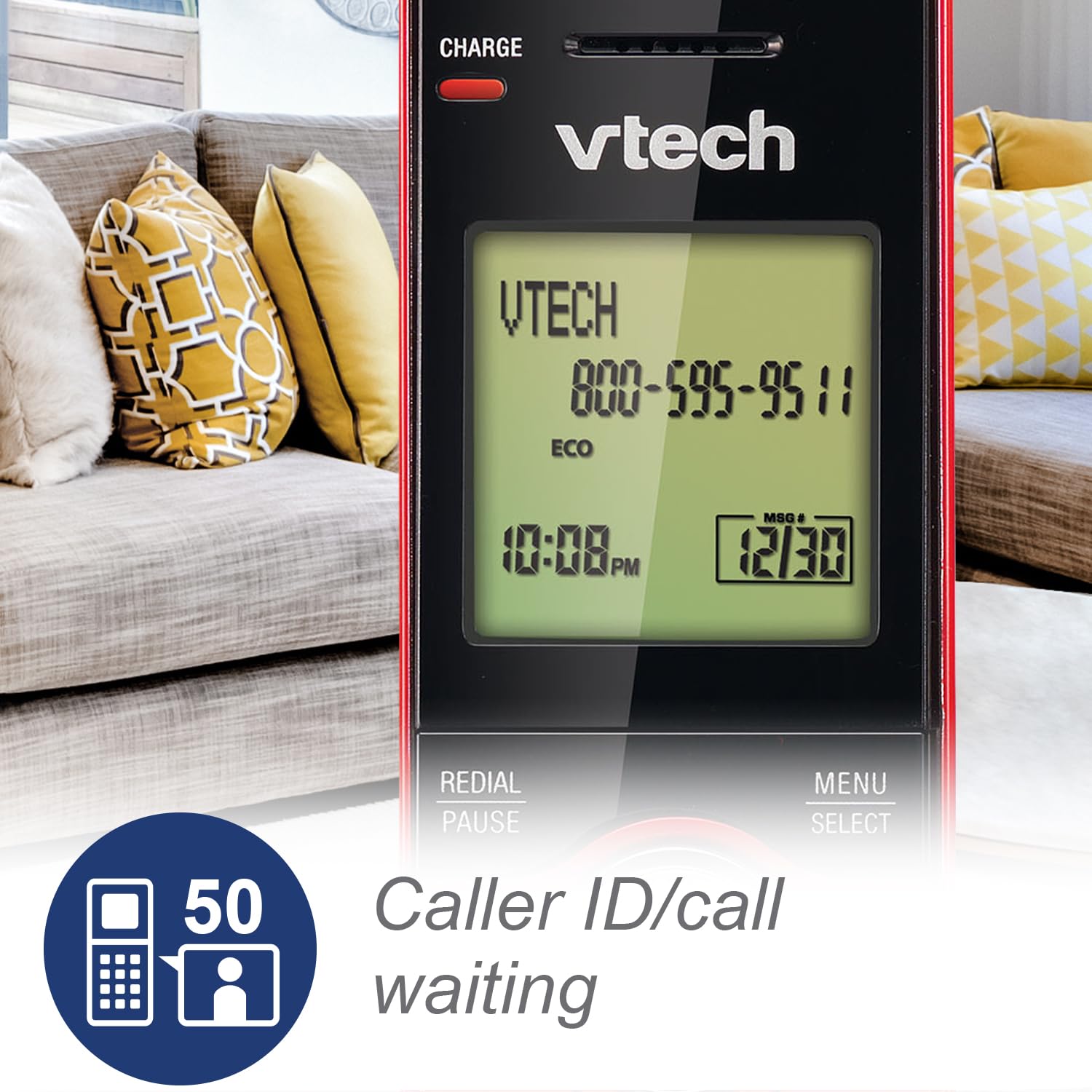 VTech CS6919-16 DECT 6.0 Cordless Phone, Red