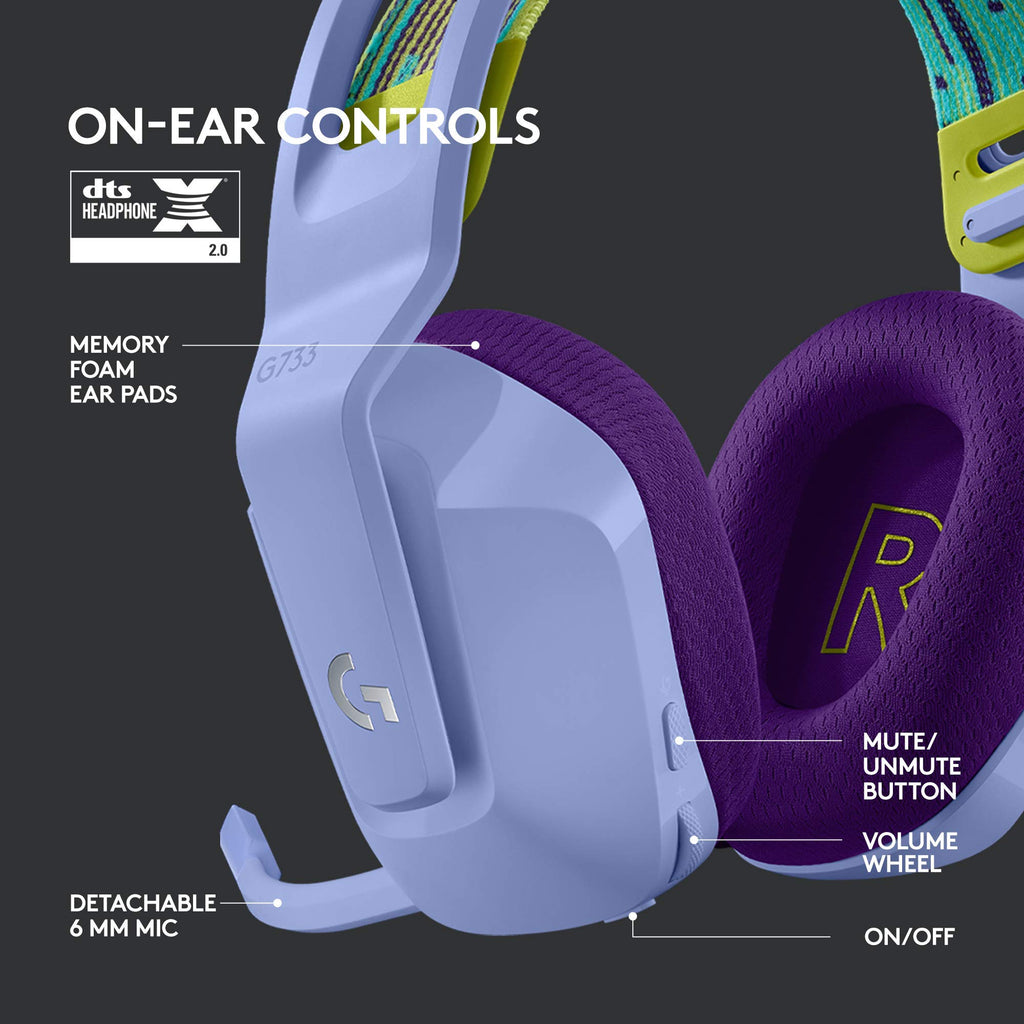 Logitech G733 Lightspeed Wireless Gaming Headset, Suspension Headband