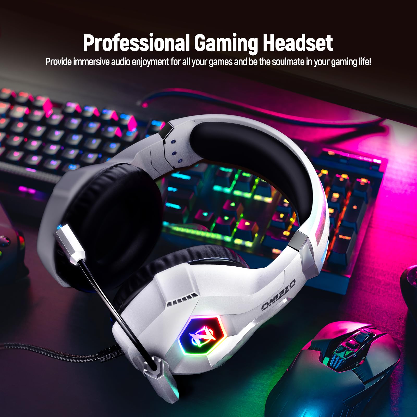 Ozeino Gaming Headset for PC, Ps4, Ps5, Xbox Headset with 7.1 Surround Sound