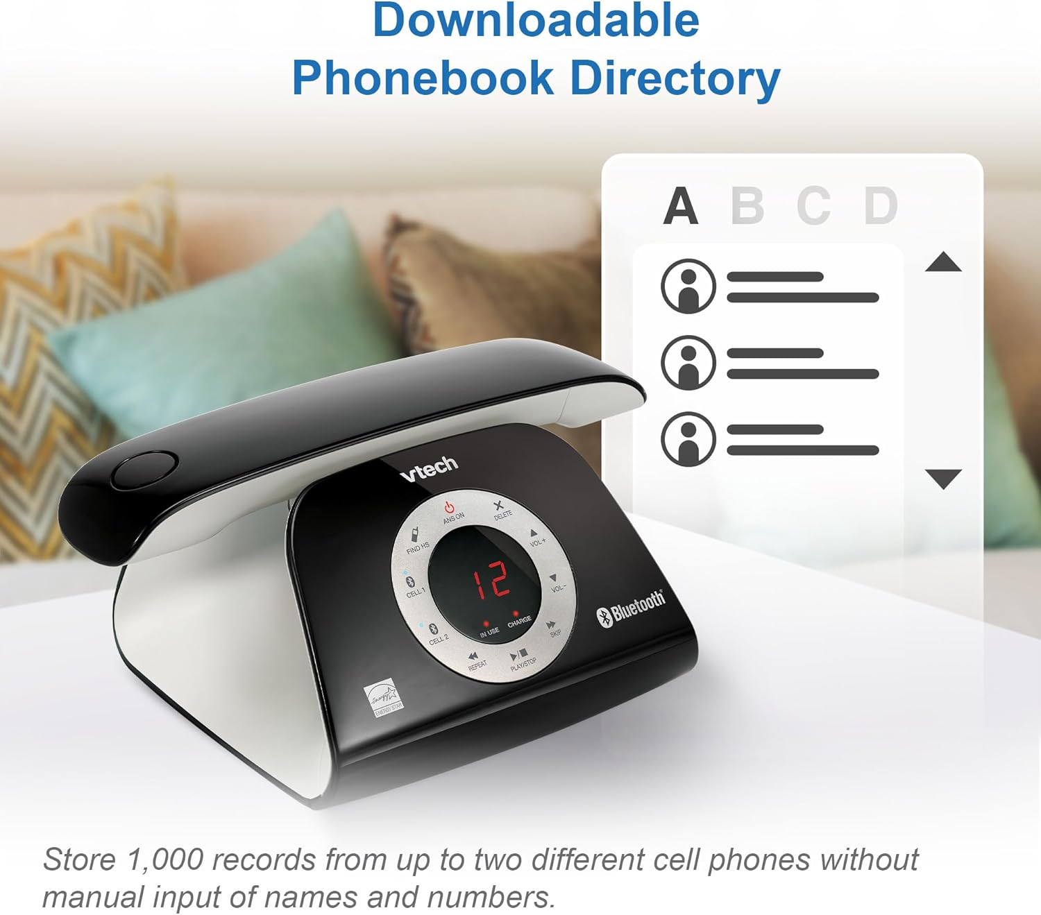VTech VS122 DECT 6.0 Retro Design Cordless Phone with Answering System