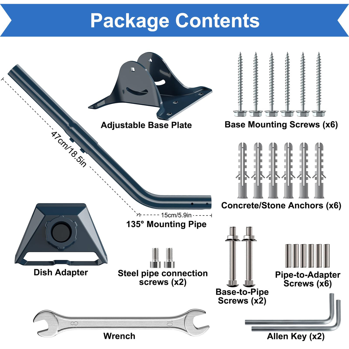 Starlink Gen 3 Mount Adapter Aluminum Alloy, 15.7" Heavy Duty Steel Pivot Pole