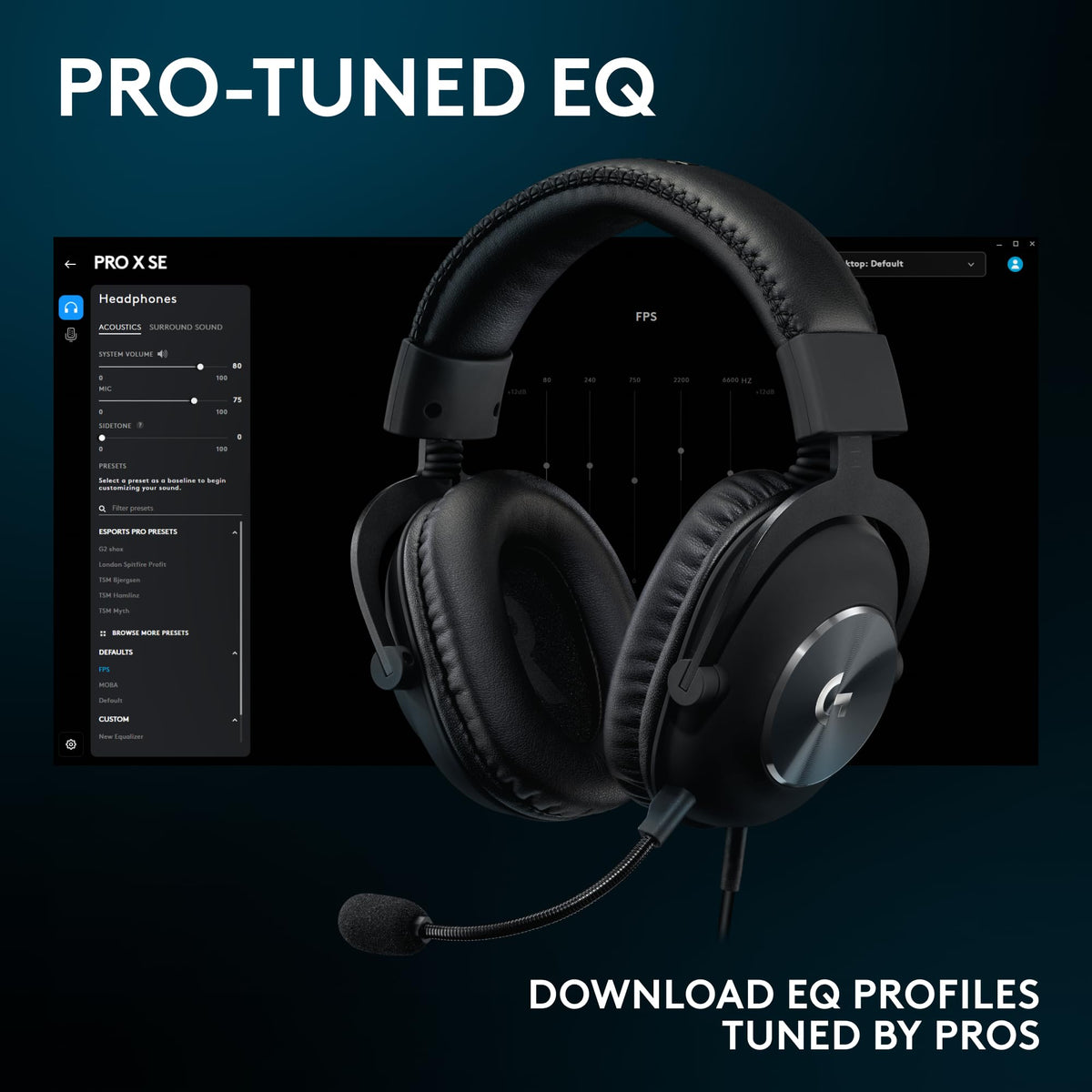Logitech G Pro X Wired Gaming Headset: Blue VO!CE Detachable Boom Mic