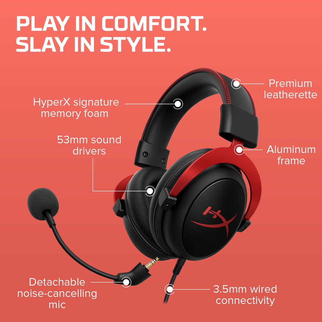 HyperX Cloud II Gaming Headset - 7.1 Surround Sound - Memory Foam Ear Pad