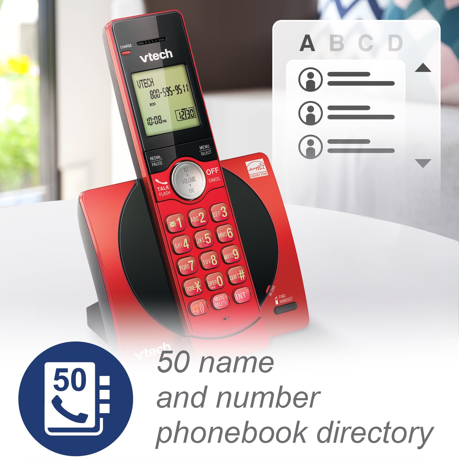 VTech CS6919-16 DECT 6.0 Cordless Phone, Red