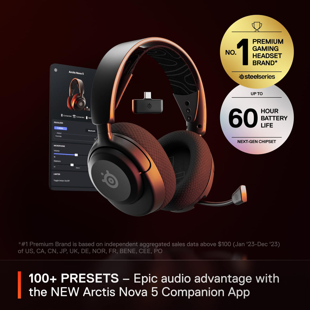 SteelSeries Arctis Nova 5P Wireless Multi-System Gaming Headset — White — Neodymium Magnetic Drivers — 100+ Audio Presets — 60 HR Battery — 2.4GHz or BT — Gen2.X Mic — PS5, PS4, PC, Switch, Mobile