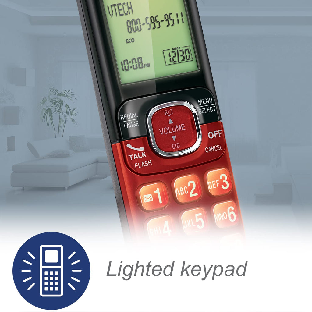 VTech CS6719-16 DECT 6.0 Phone with Caller ID/Call Waiting, 1 Cordless Handset, Red