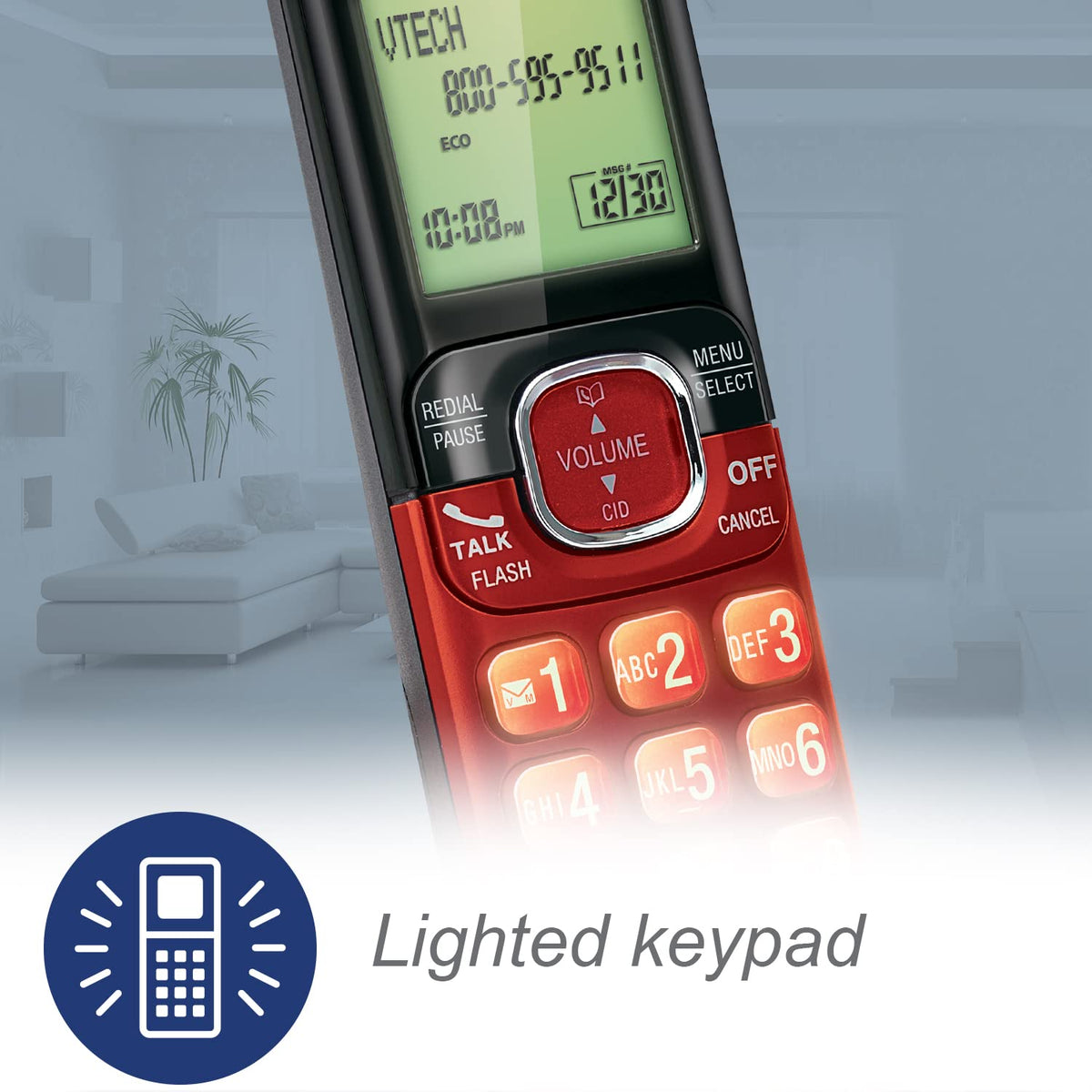 VTech CS6719-16 DECT 6.0 Phone with Caller ID/Call Waiting, 1 Cordless Handset, Red