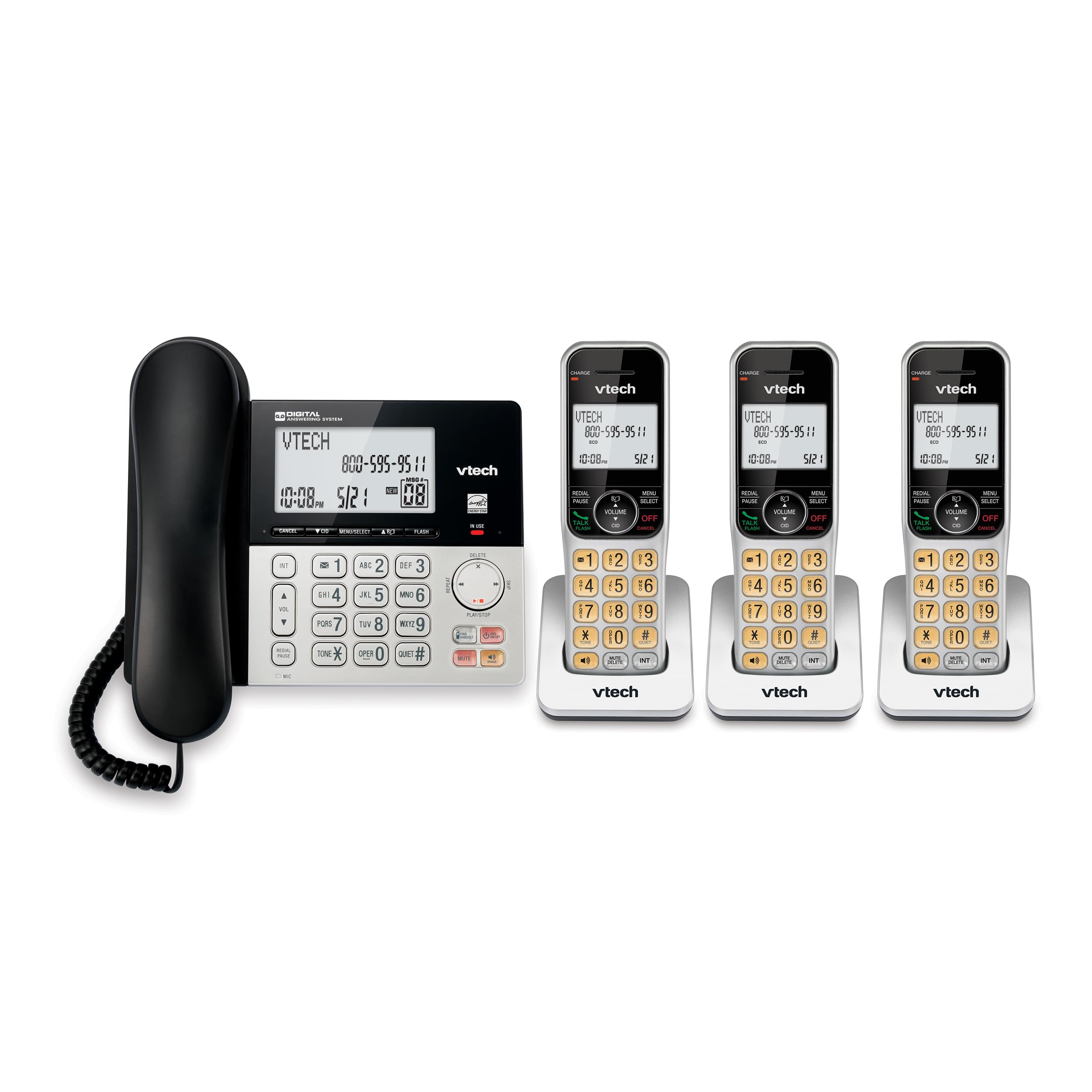 VTech VG208 DECT 6.0 Corded/Cordless Phone for Home with Answering Machine