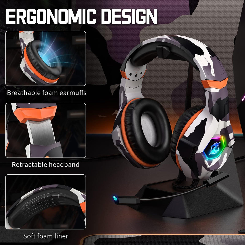 Ozeino Gaming Headset for PC, Ps4, Ps5, Xbox Headset with 7.1 Surround Sound