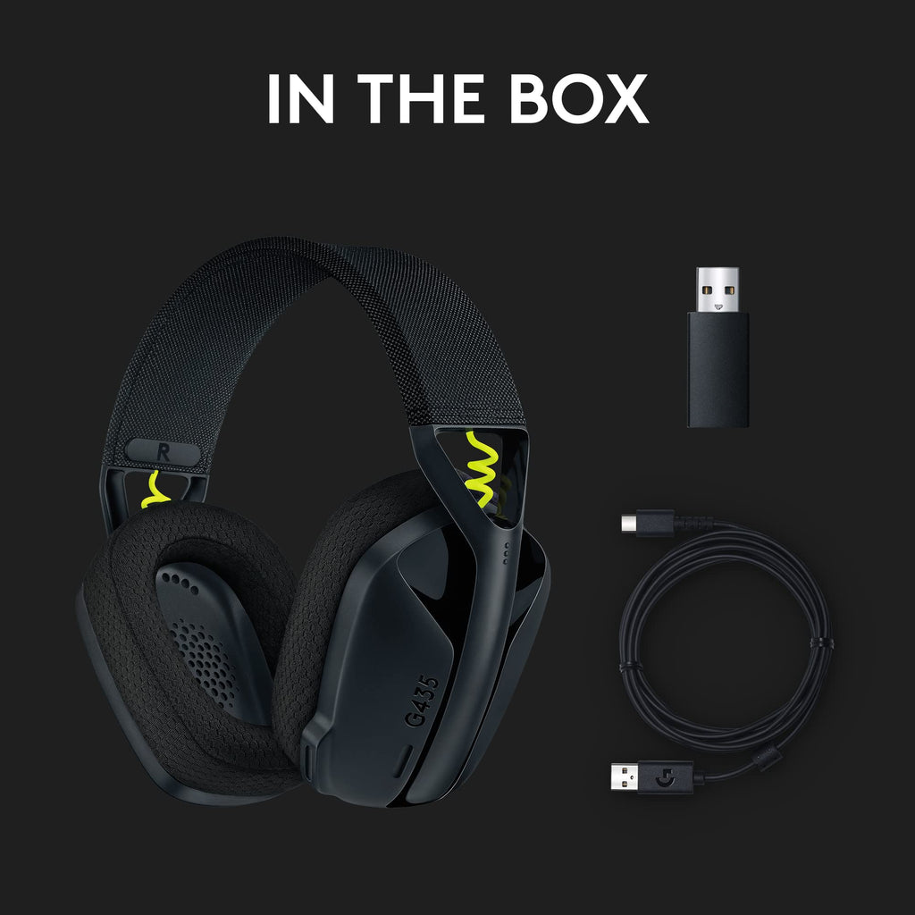Logitech G435 Lightspeed & Bluetooth Wireless Gaming Headset - Lightweight Over-Ear