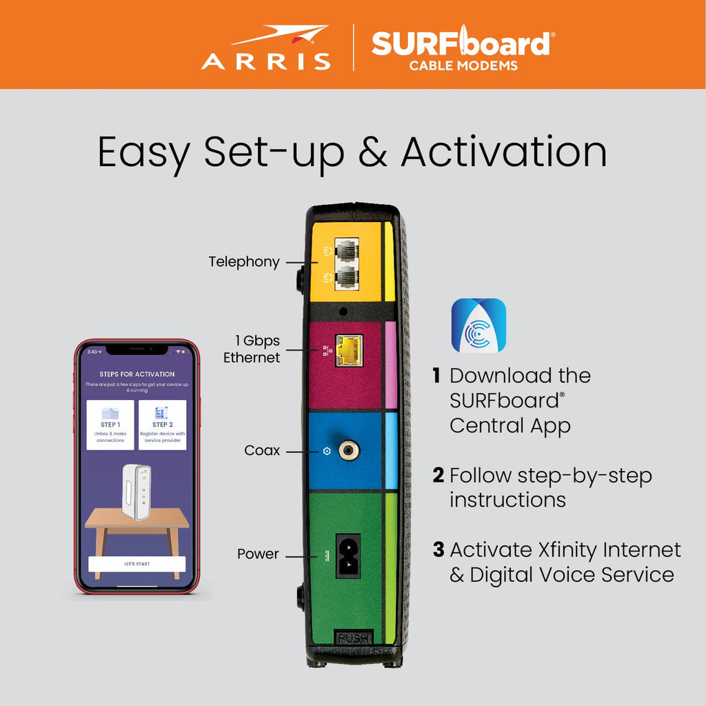 Arris (SBG10) - Cable Modem Router Combo - DOCSIS 3.0 16 x 4 Gigabit