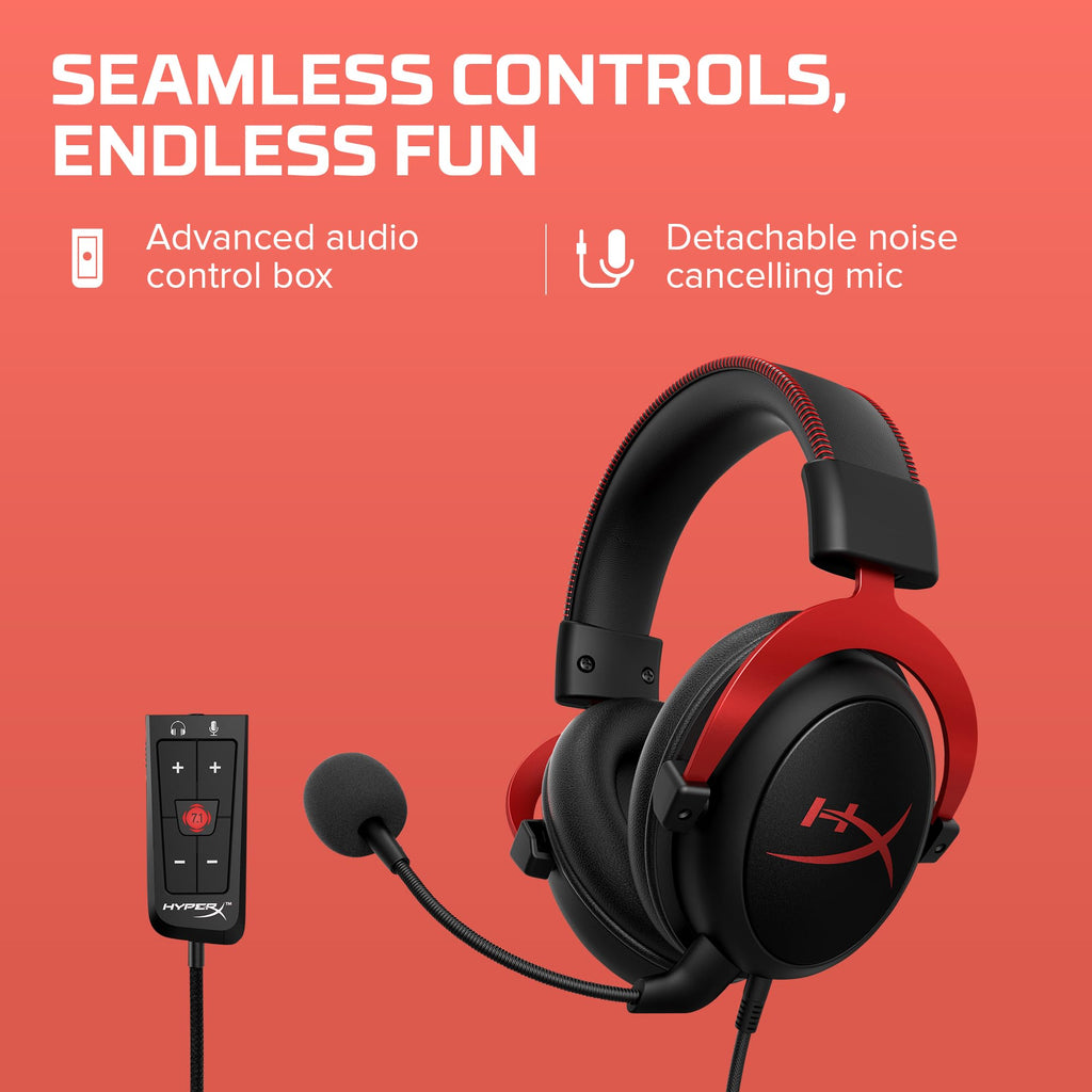 HyperX Cloud II Gaming Headset - 7.1 Surround Sound - Memory Foam Ear Pad
