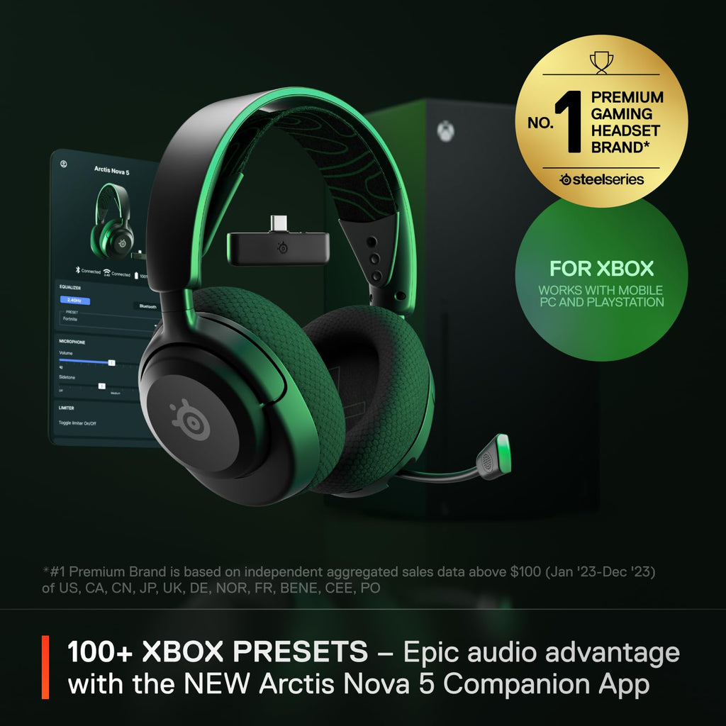 SteelSeries Arctis Nova 5P Wireless Multi-System Gaming Headset — White — Neodymium Magnetic Drivers — 100+ Audio Presets — 60 HR Battery — 2.4GHz or BT — Gen2.X Mic — PS5, PS4, PC, Switch, Mobile