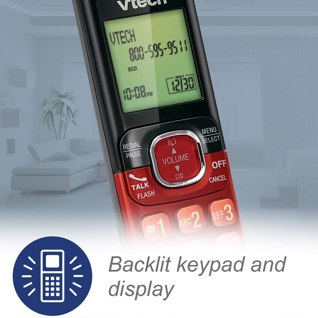 VTech CS6719-16 DECT 6.0 Phone with Caller ID/Call Waiting, 1 Cordless Handset, Red