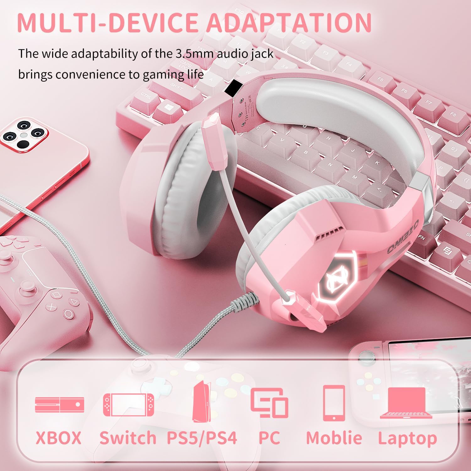 Ozeino Gaming Headset for PC, Ps4, Ps5, Xbox Headset with 7.1 Surround Sound