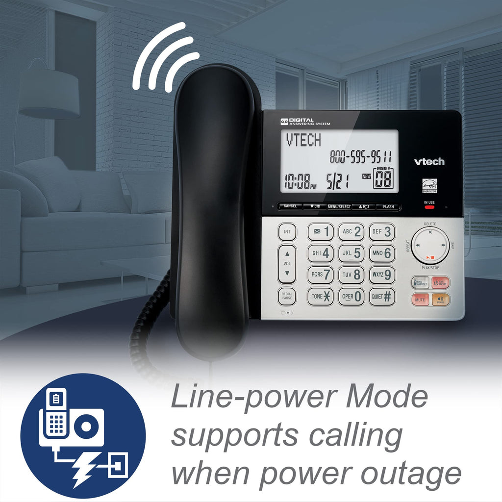 VTech VG208 DECT 6.0 Corded/Cordless Phone for Home with Answering Machine