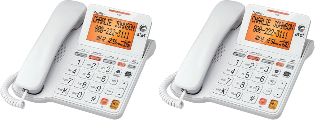 AT&T CL4940 Corded Standard Phone with Answering System and Backlit Display, White
