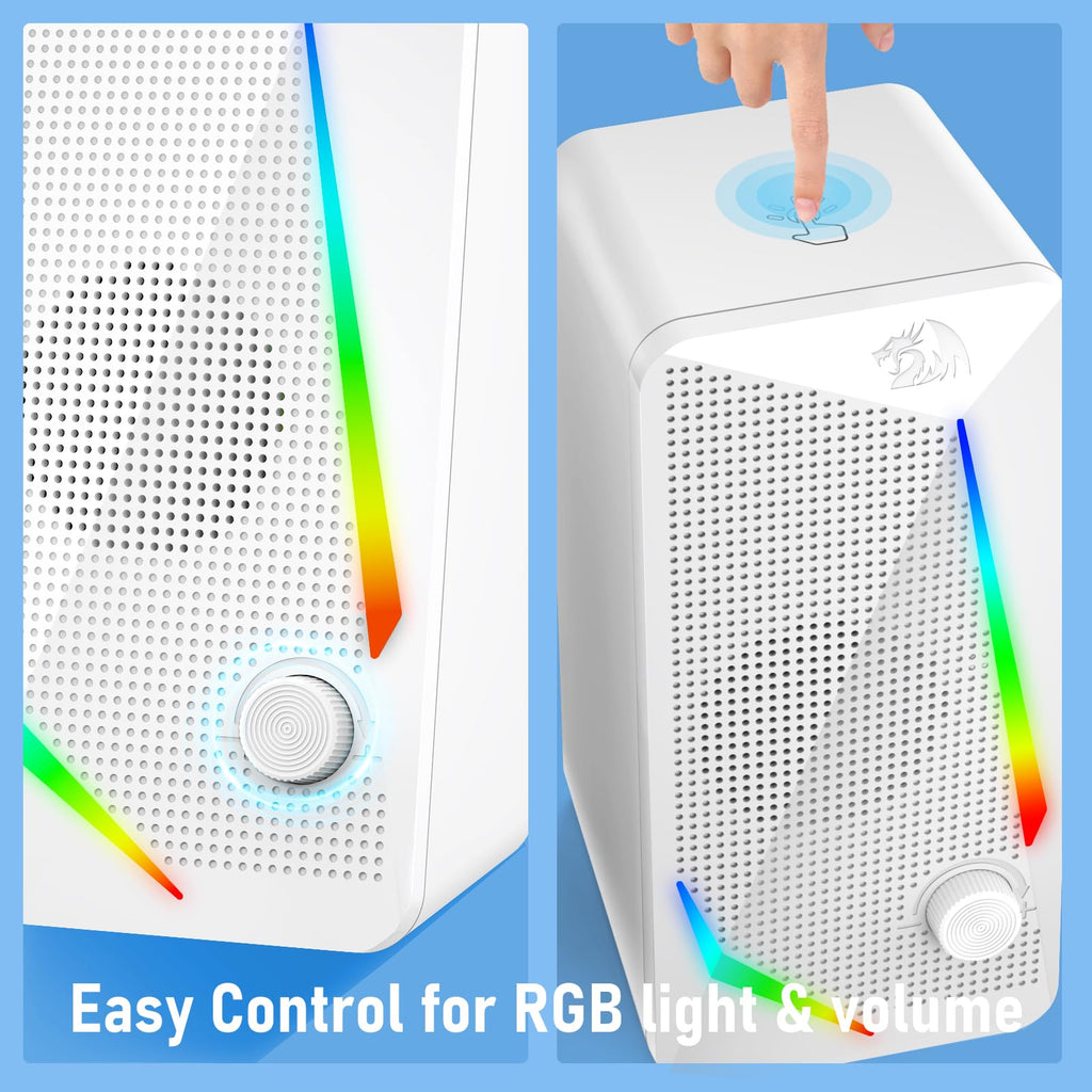 Redragon GS510 RGB Desktop Speakers, 2.0 Channel PC Computer Speaker