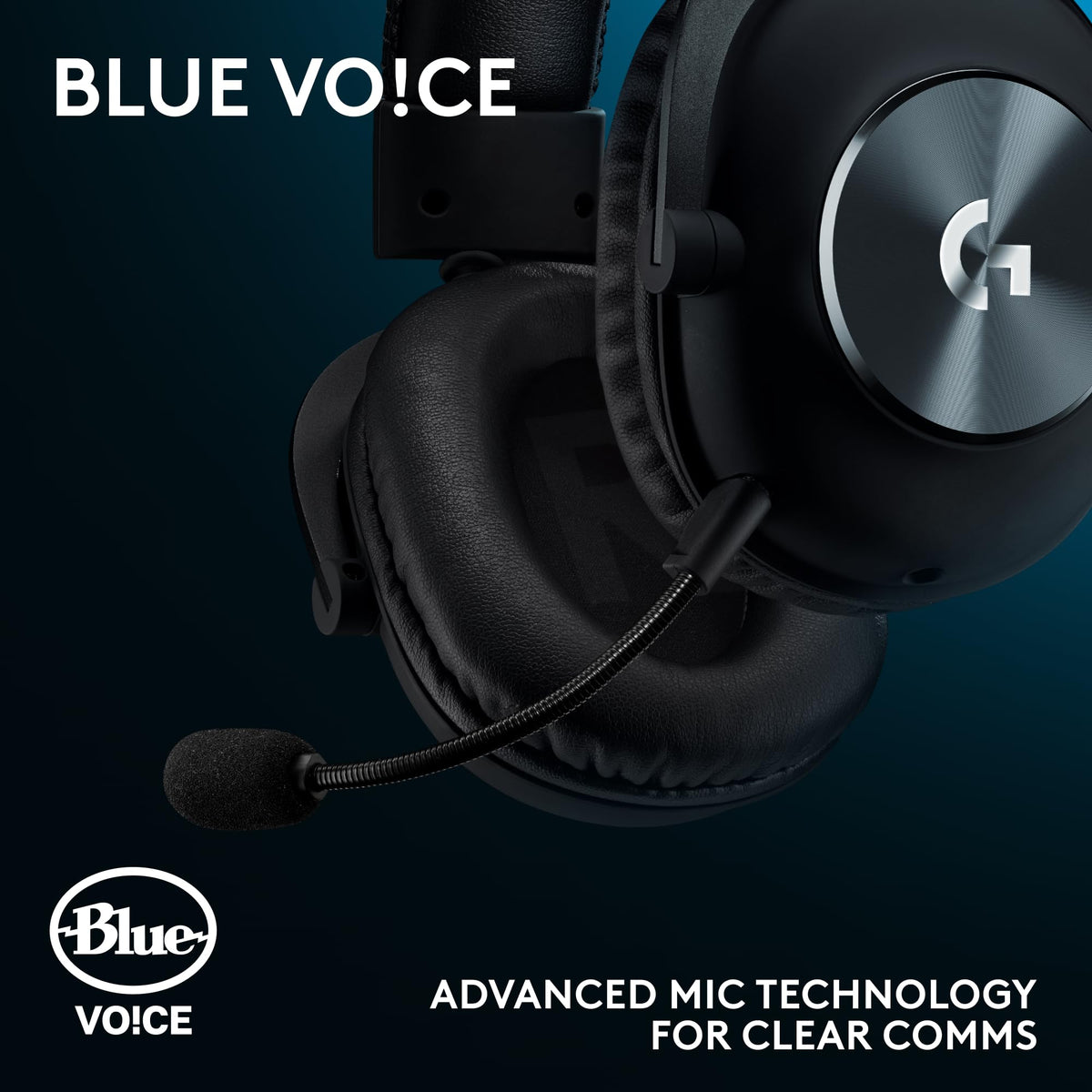 Logitech G Pro X Wired Gaming Headset: Blue VO!CE Detachable Boom Mic