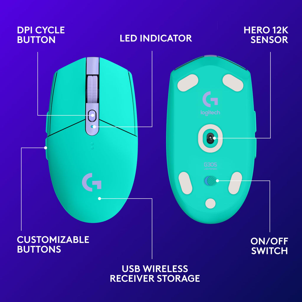 Logitech G305 Lightspeed Wireless Gaming Mouse, Hero Sensor