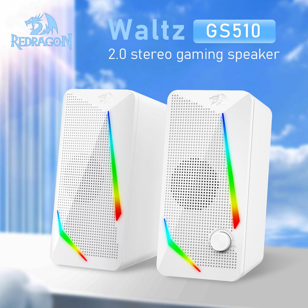 Redragon GS510 RGB Desktop Speakers, 2.0 Channel PC Computer Speaker