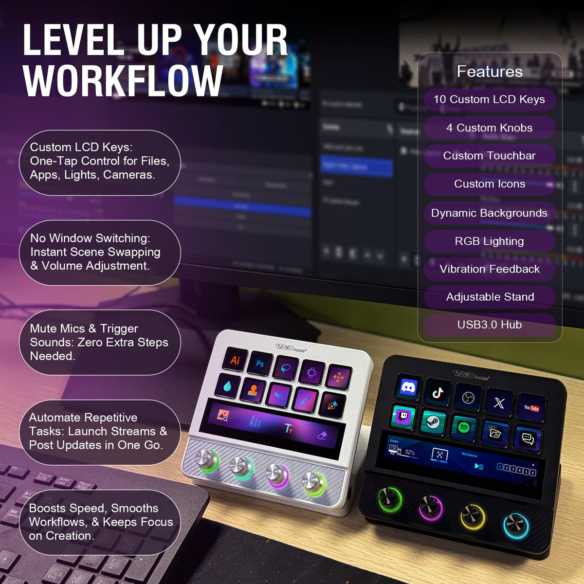 Macro Pad, Streaming Deck Stream Controller Soundboard Keypad, Programmable Keys