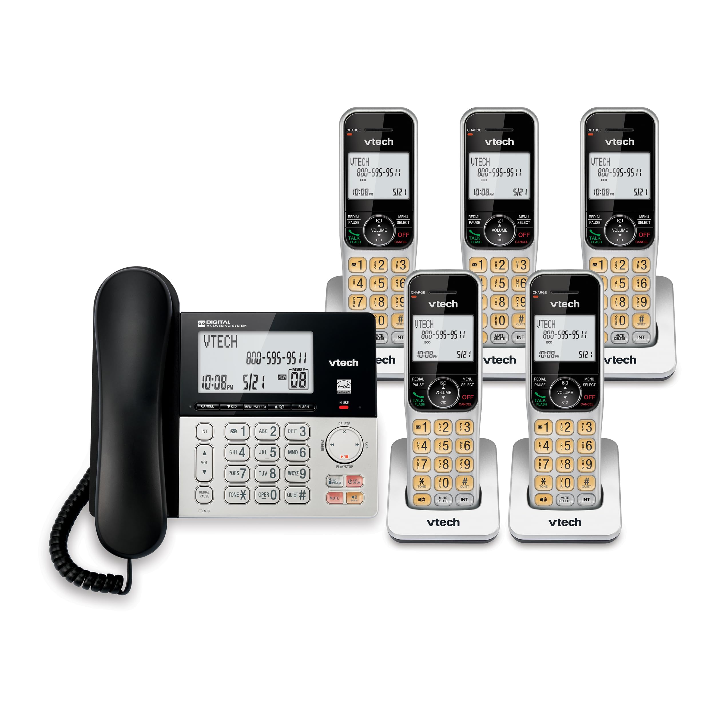 VTech VG208 DECT 6.0 Corded/Cordless Phone for Home with Answering Machine