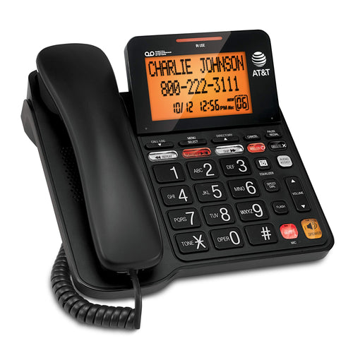 AT&T CL4940 Corded Standard Phone with Answering System and Backlit Display, White