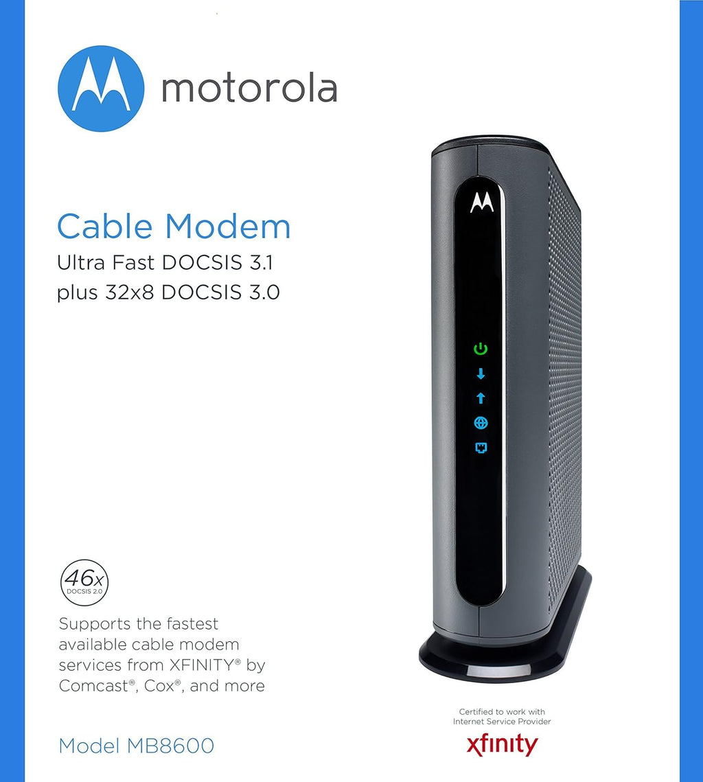 Motorola MB8600 DOCSIS 3.1 Gig-Speed Cable Modem Plus 32x8 DOCSIS 3.0