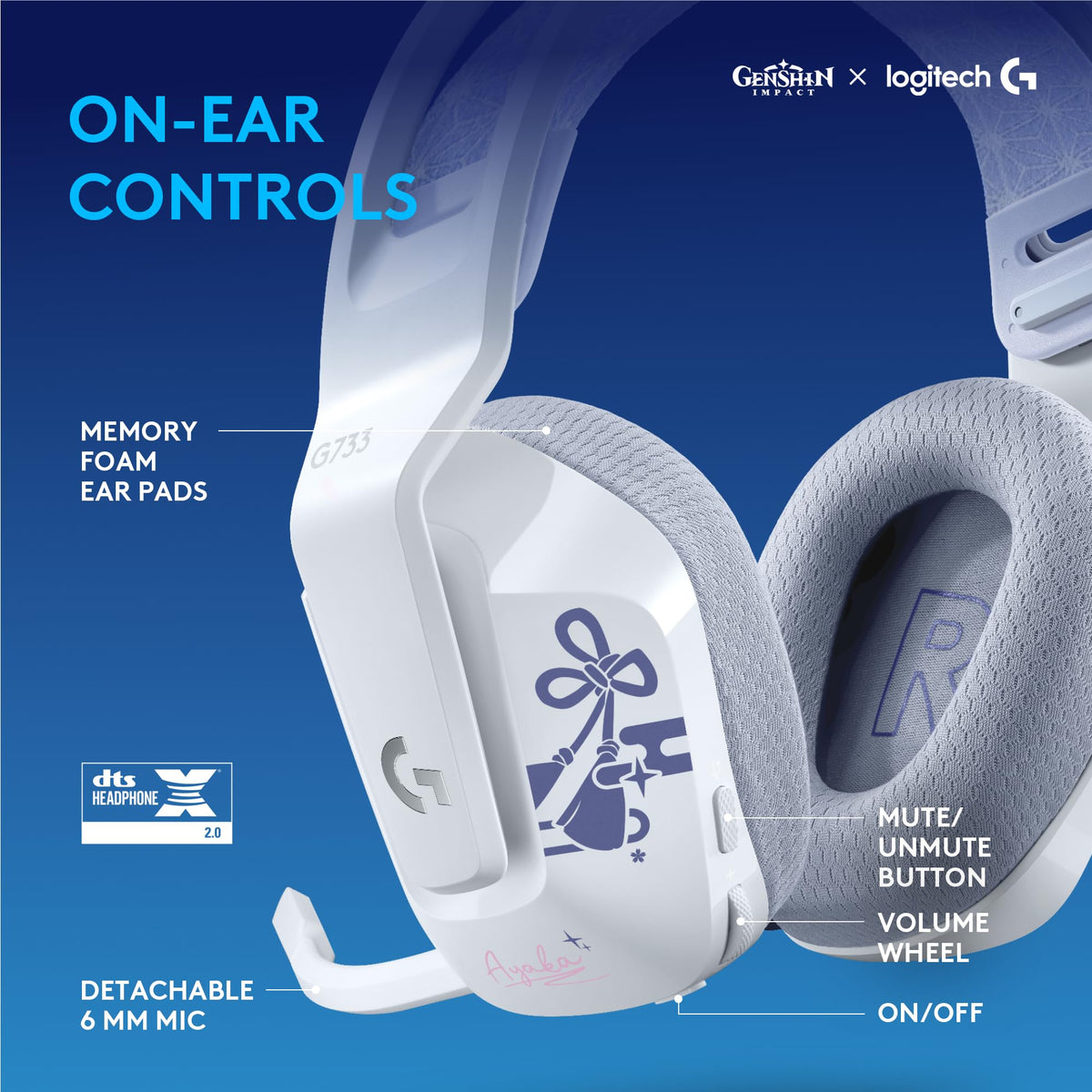 Logitech G733 Lightspeed Wireless Gaming Headset, Suspension Headband