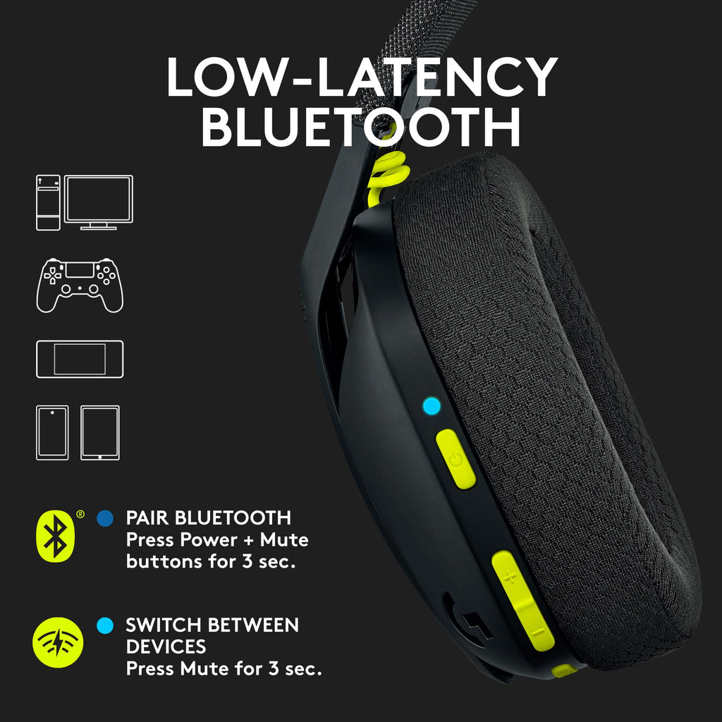 Logitech G435 Lightspeed & Bluetooth Wireless Gaming Headset - Lightweight Over-Ear