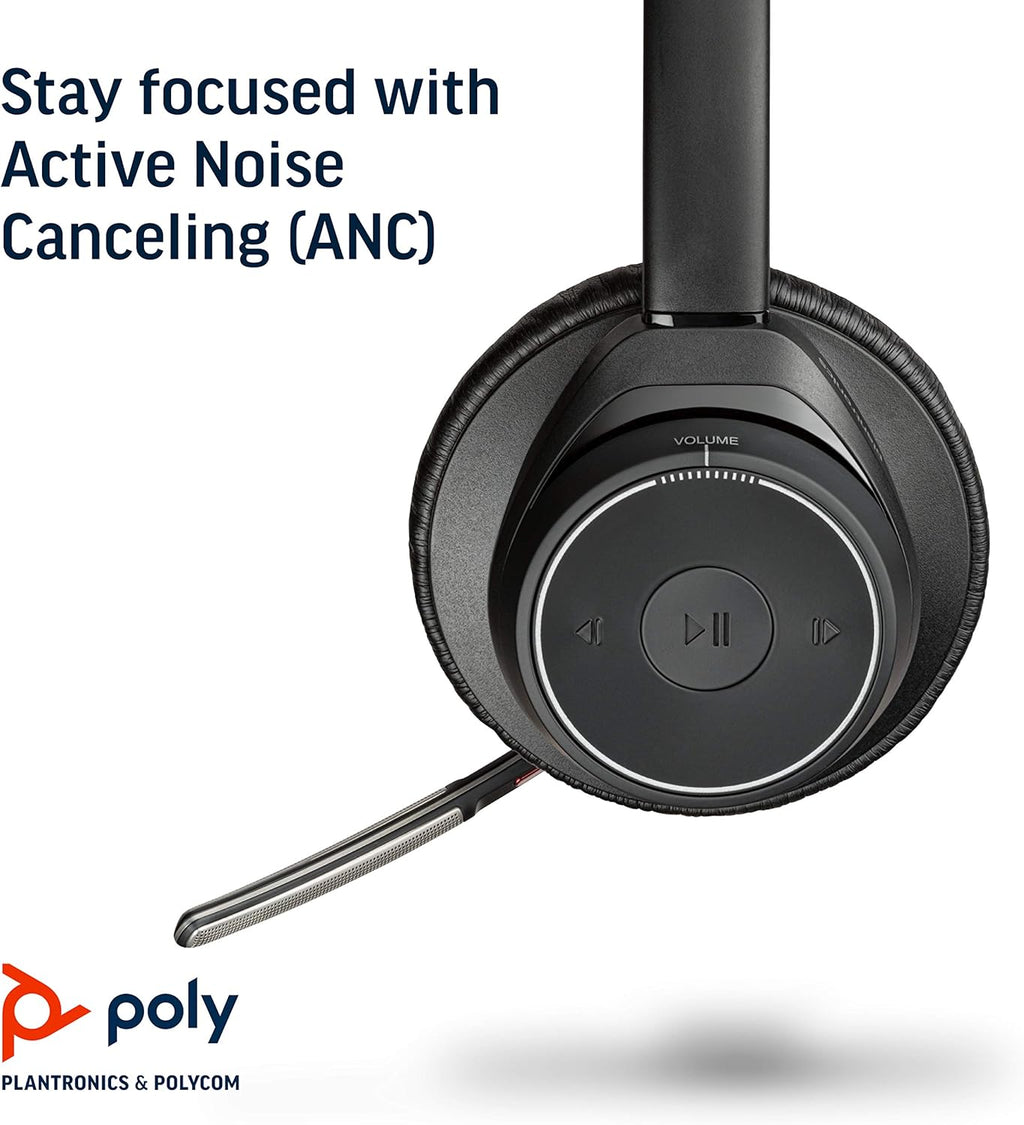 Plantronics - Voyager Focus UC (Poly) - Bluetooth Dual-Ear (Stereo) Headset with Boom Mic