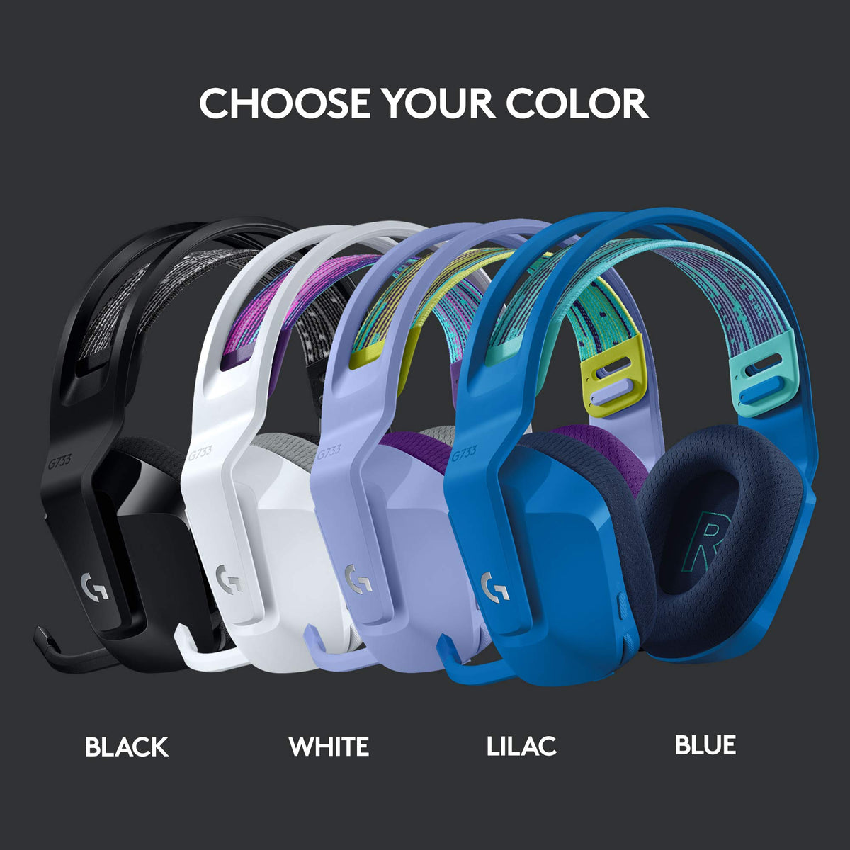 Logitech G733 Lightspeed Wireless Gaming Headset, Suspension Headband